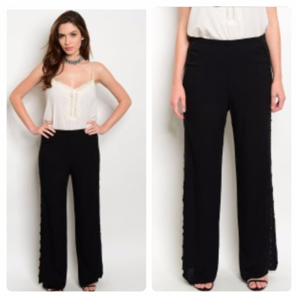 Palazzo Pants with Crocheted Detailing - Picture 1 of 3